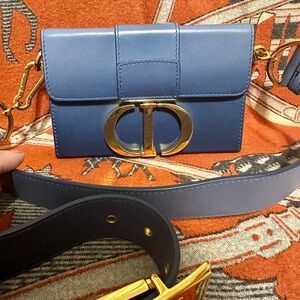 Dior Blue Leather CD Logo Belt Bag with Gold Hardware
